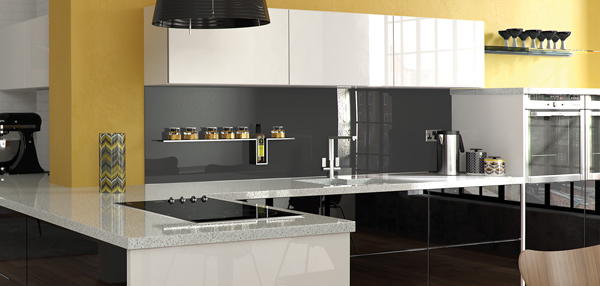 L-shaped handleless kitchens