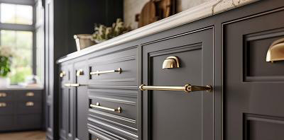Worktop samples and door swatches at Bookham kitchen showroom Surrey