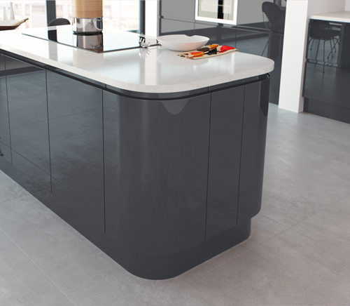 A modern kitchen with quartz worktops