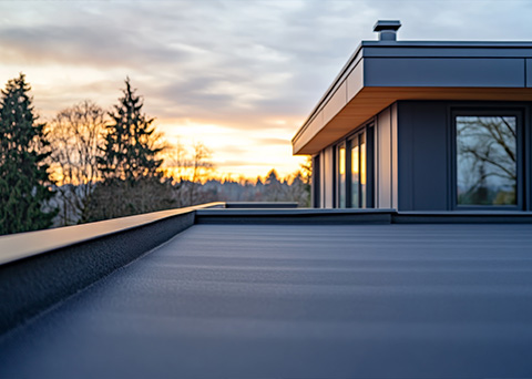 modern house rooftop at sunset with trees and clouds highlighting design elements and durability of roofing materials 13 opportunities for home design