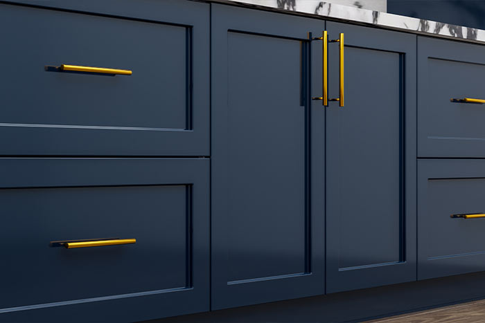 Deep blue kitchen cabinets