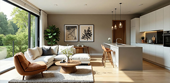 Open plan kitchen/living room