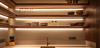 Kitchen with under shelf lighting