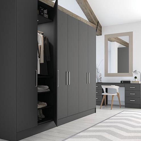 grey hinged fitted wardrobes