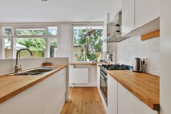 timber worktop in kitchen