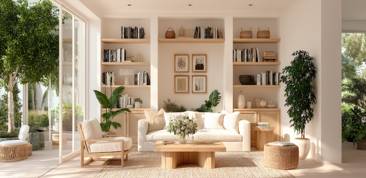 A sideboard cabinet in a living room