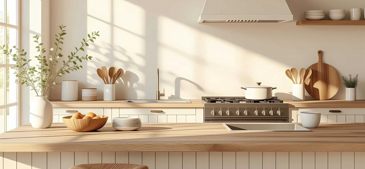 neutral beige modern kitchen